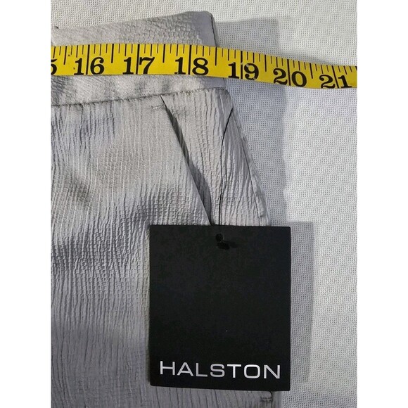 NWT Halston Crinkle Textured Ankle Pants Silver Gray L Stretch Waist | $89 MSRP - Picture 11 of 11